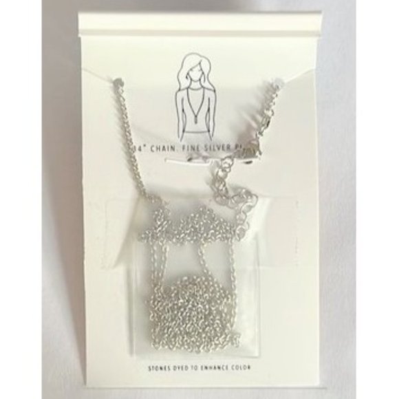 BLUE SODALITE HEXAGONAL PENDULUM PENDANT 32” SILVER CHAIN NECKLACE OS - Picture 3 of 4